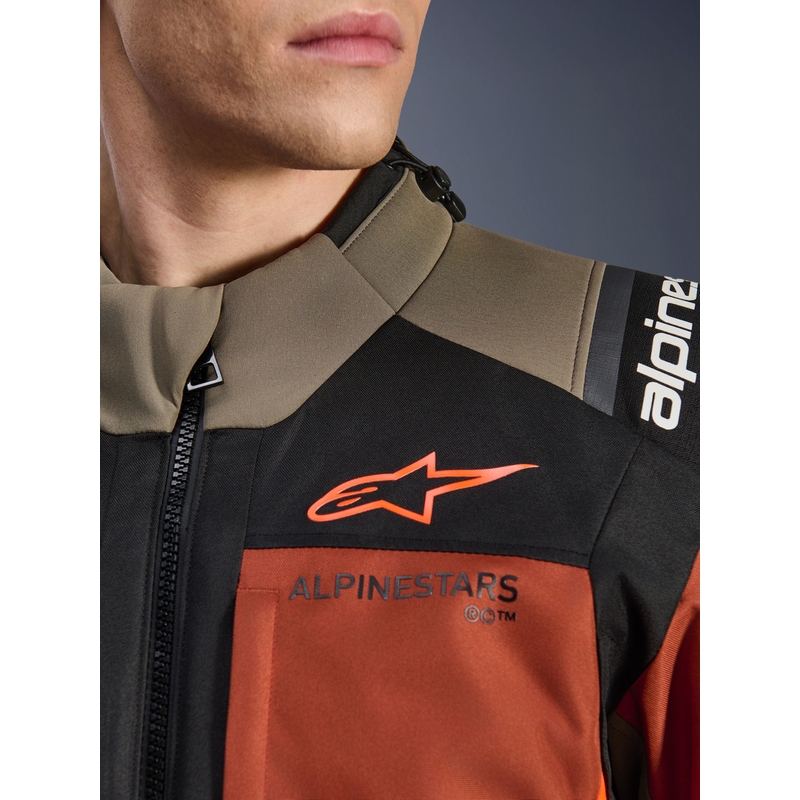 Bunda na motorku Alpinestars Andes V4 Drystar svetlo hnedo-tmavo oranžovo-čierna