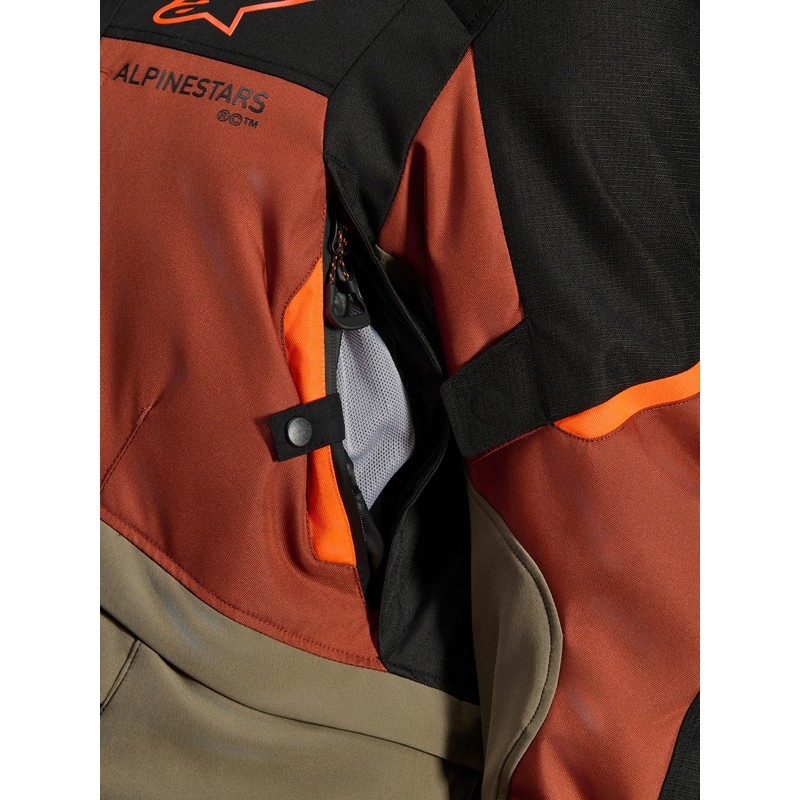 Bunda na motorku Alpinestars Andes V4 Drystar svetlo hnedo-tmavo oranžovo-čierna