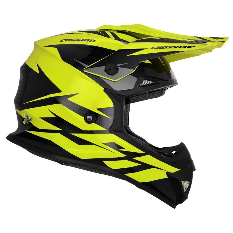 Motokrosová prilba Cassida Cross Cup Two čierno-šedo-fluorescenčno žltá