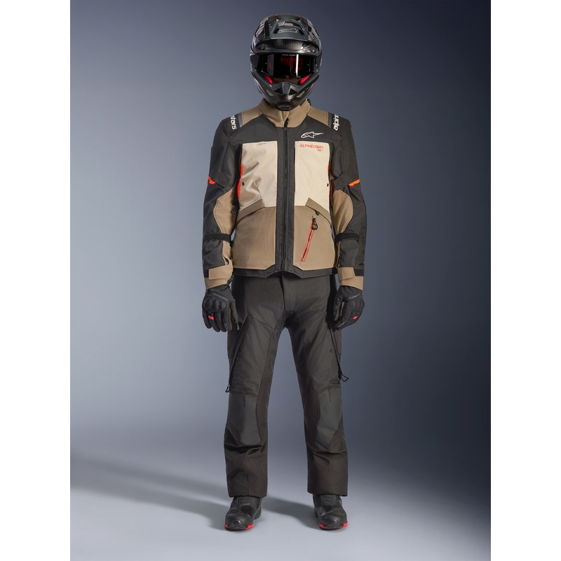 Bunda na motorku Alpinestars Andes V4 Drystar krémovo-svetlo hnedo-čierno-fluo oranžová