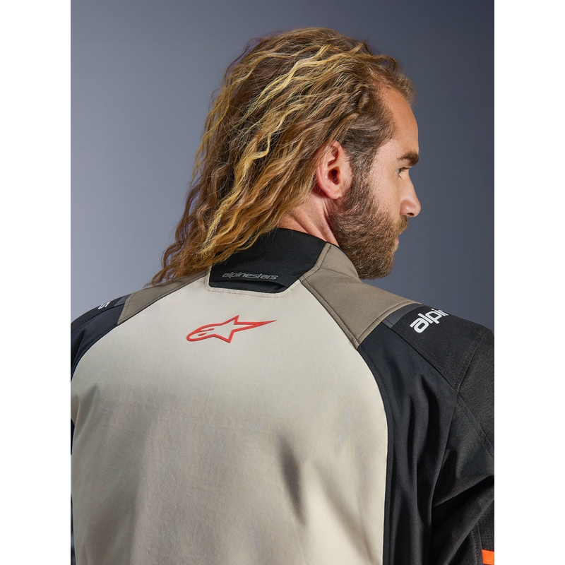 Bunda na motorku Alpinestars Andes V4 Drystar krémovo-svetlo hnedo-čierno-fluo oranžová