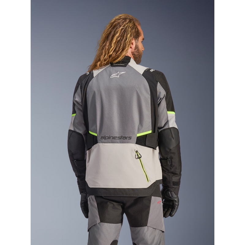 Bunda na motorku Alpinestars Andes V4 Drystar tmavo šedo-svetlo šedo-čierno-fluo žltá
