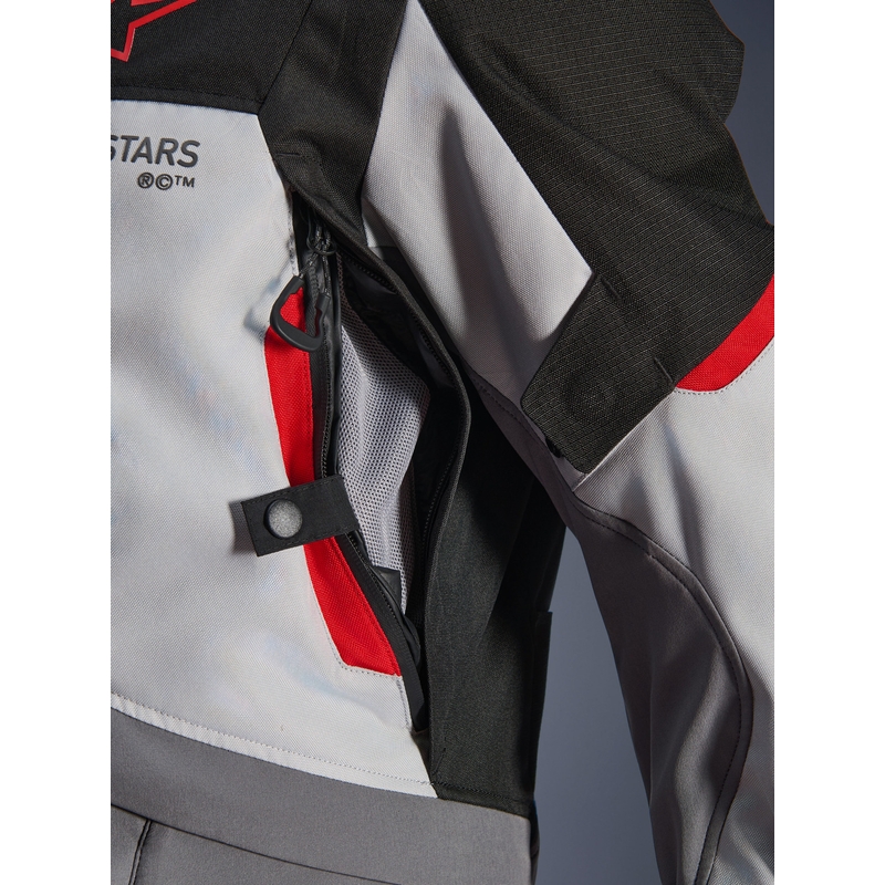 Bunda na motorku Alpinestars Andes V4 Drystar tmavo šedo-svetlo šedo-čierno-červená