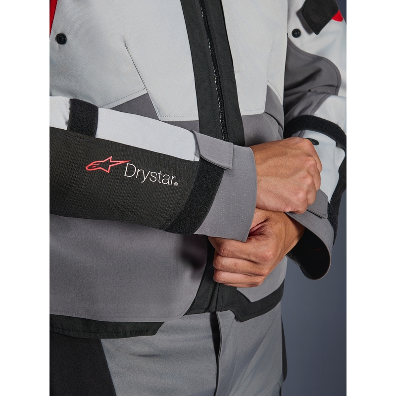 Bunda na motorku Alpinestars Andes V4 Drystar tmavo šedo-svetlo šedo-čierno-červená