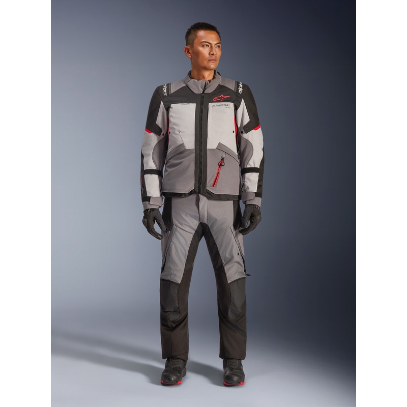 Bunda na motorku Alpinestars Andes V4 Drystar tmavo šedo-svetlo šedo-čierno-červená