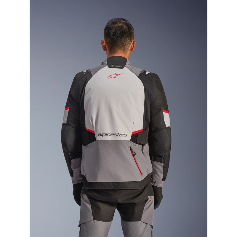 Bunda na motorku Alpinestars Andes V4 Drystar tmavo šedo-svetlo šedo-čierno-červená