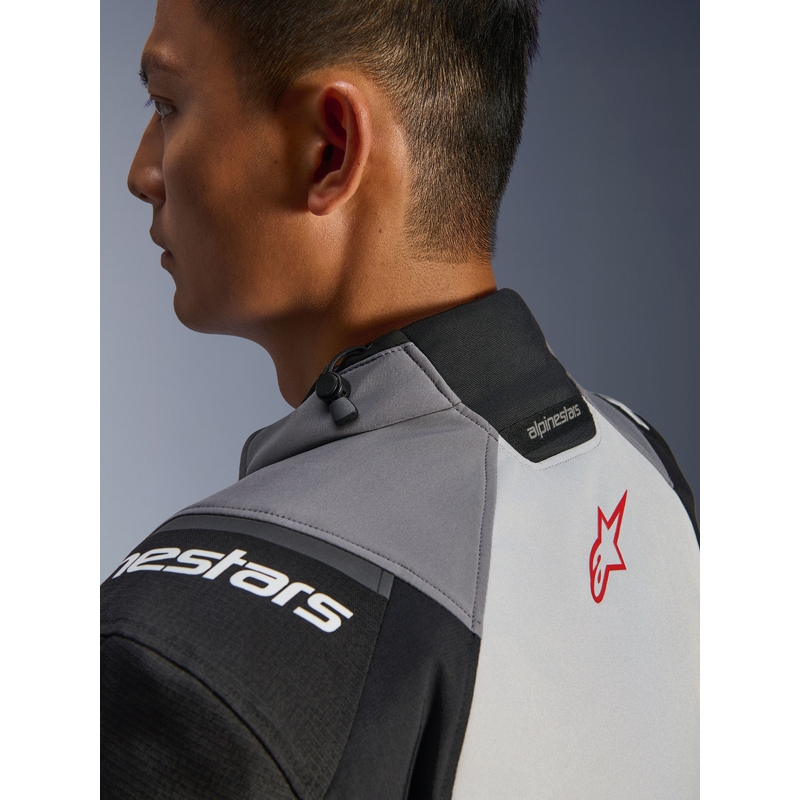 Bunda na motorku Alpinestars Andes V4 Drystar tmavo šedo-svetlo šedo-čierno-červená