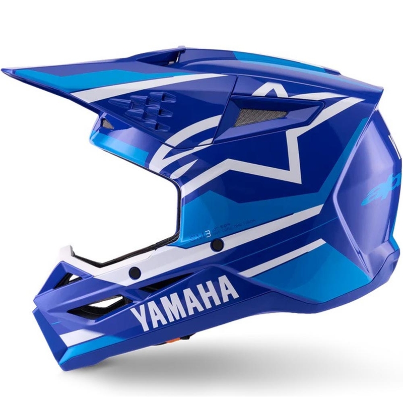 Detská motokrosová prilba na motorku Alpinestars S-M3 YAMAHA kolekcia modro-biela