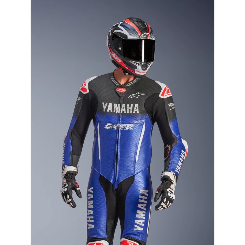 Jednodielna kožená kombinéza na motorku Alpinestars GP-R7 YAMAHA GYTR kolekcia TECH-AIR kompatibilná modro-čierno-bielo-červená