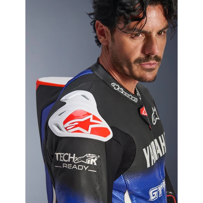 Jednodielna kožená kombinéza na motorku Alpinestars GP-R7 YAMAHA GYTR kolekcia TECH-AIR kompatibilná modro-čierno-bielo-červená