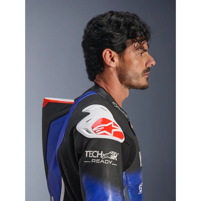Jednodielna kožená kombinéza na motorku Alpinestars GP-R7 YAMAHA GYTR kolekcia TECH-AIR kompatibilná modro-čierno-bielo-červená