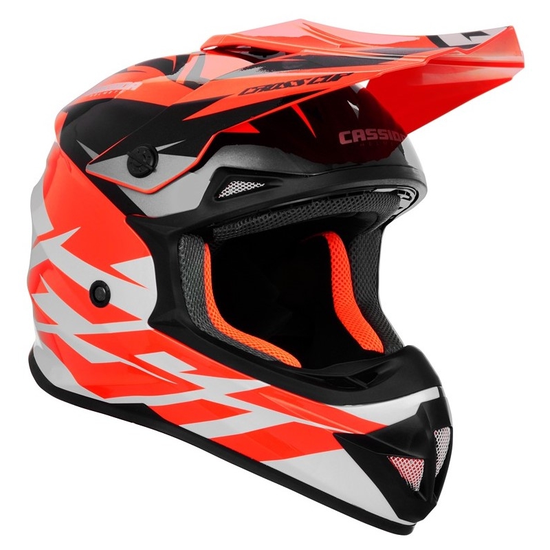 Motokrosová prilba Cassida Cross Cup Two čierno-bielo-šedo-fluorescenčno oranžová