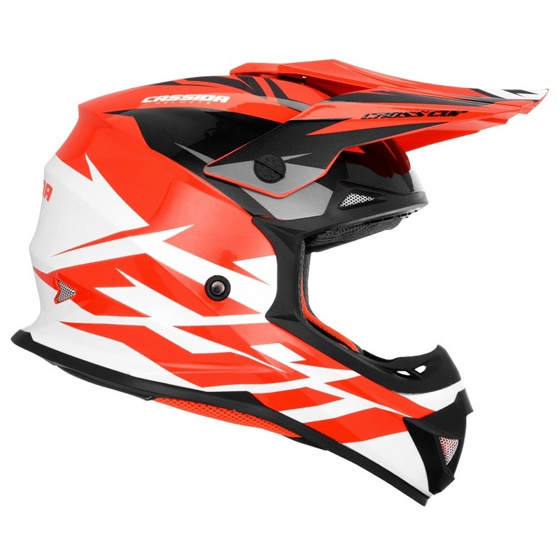 Motokrosová prilba Cassida Cross Cup Two čierno-bielo-šedo-fluorescenčno oranžová