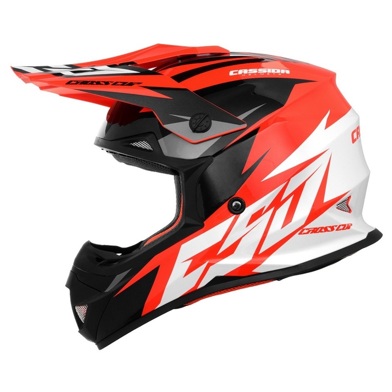 Motokrosová prilba Cassida Cross Cup Two čierno-bielo-šedo-fluorescenčno oranžová