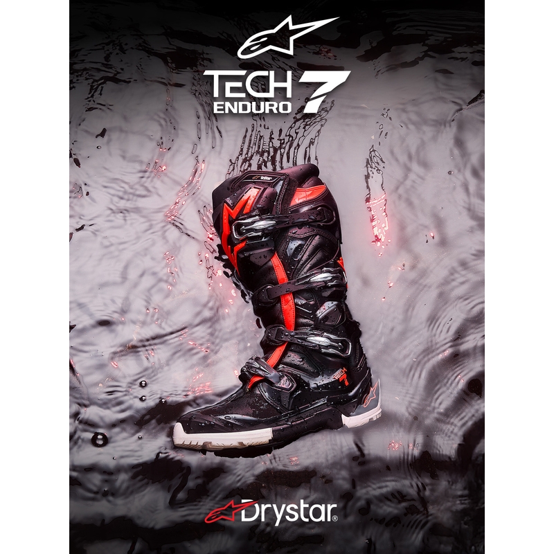 Topánky na motorku Alpinestars TECH 7 Enduro Drystar čierno-fluo červeno-biele