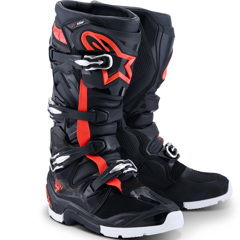 Topánky na motorku Alpinestars TECH 7 Enduro Drystar čierno-fluo červeno-biele