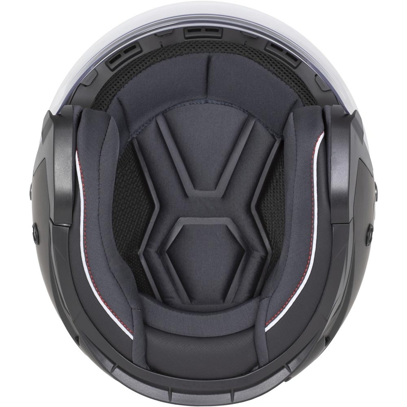 Otvorená helma na motorku Cassida Reflex 2.0 Safety bielo-červeno-šedo-reflexná strieborná