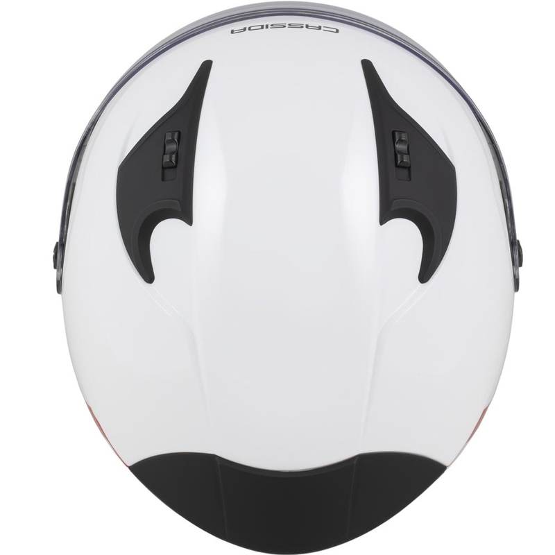 Otvorená helma na motorku Cassida Reflex 2.0 Safety bielo-červeno-šedo-reflexná strieborná