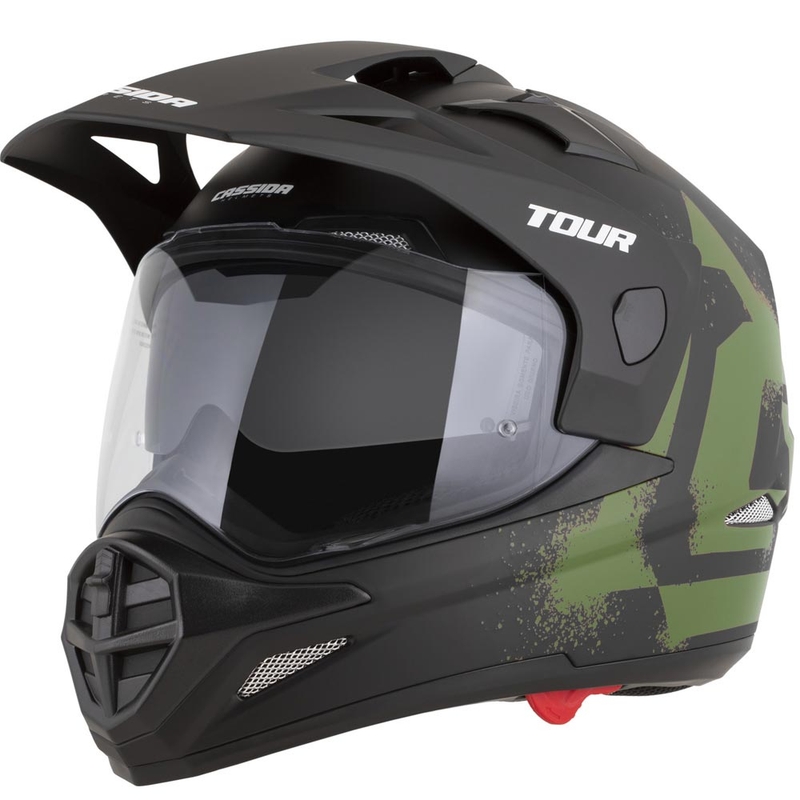 Enduro helma na motorku Cassida Tour 2.0 Crew matná čierno-tmavo zelená