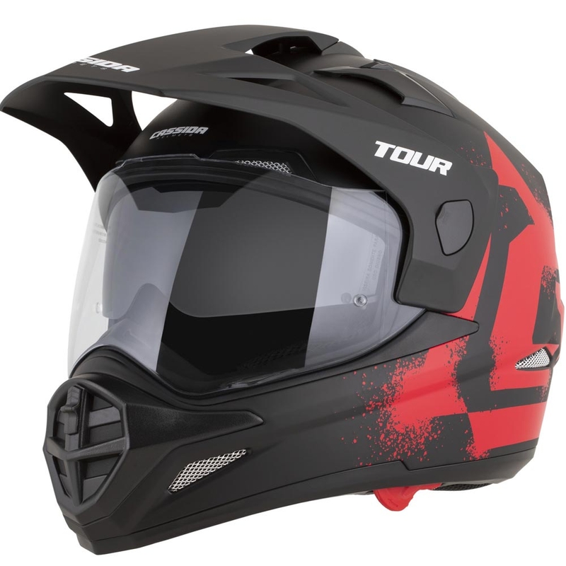 Enduro helma na motorku Cassida Tour 2.0 Crew matná čierno-červená