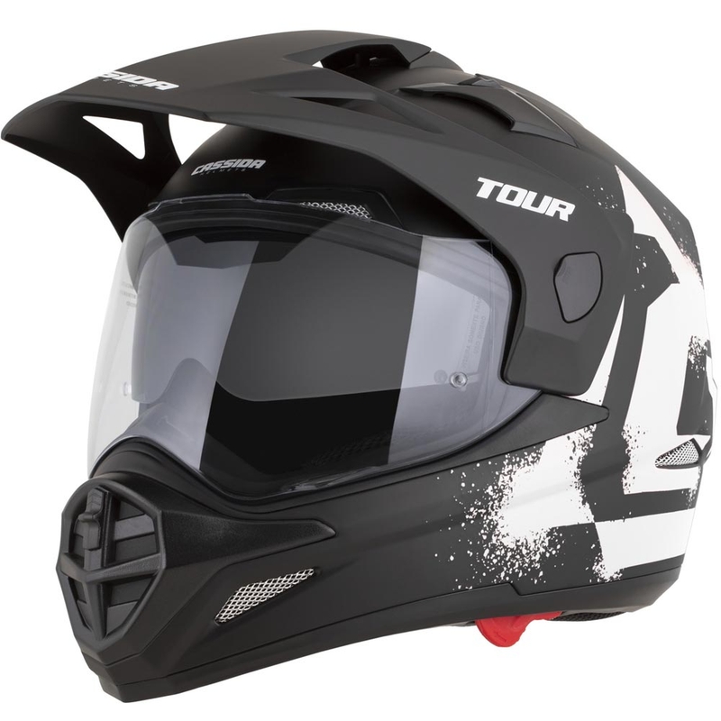 Enduro helma na motorku Cassida Tour 2.0 Crew matná čierno-biela