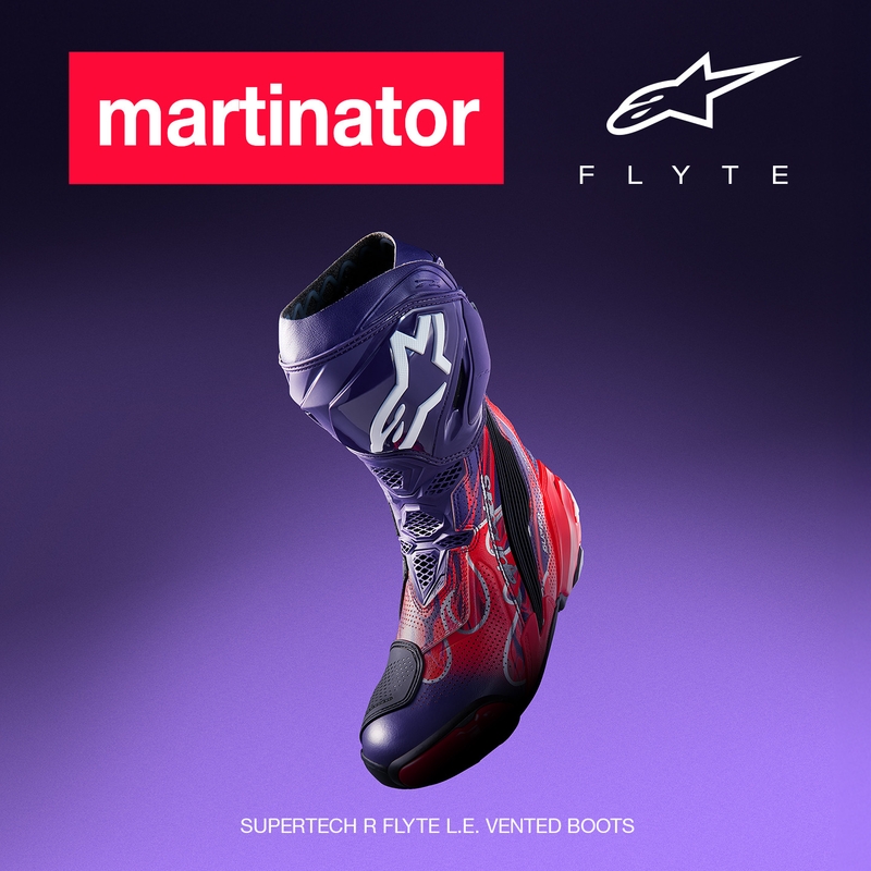 Topánky na motorku Alpinestars Supertech R Vented Flyte limitovaná edícia Jorge Martin fialovo-červeno-čierne