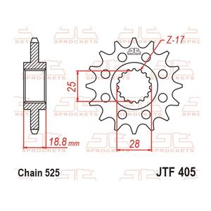 Reťazové koliečko JT JTF 405-19RB 19T, 525 pogumované