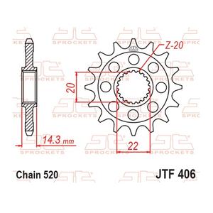 Reťazové koliečko JT JTF 406-16RB 16T, 520 pogumované