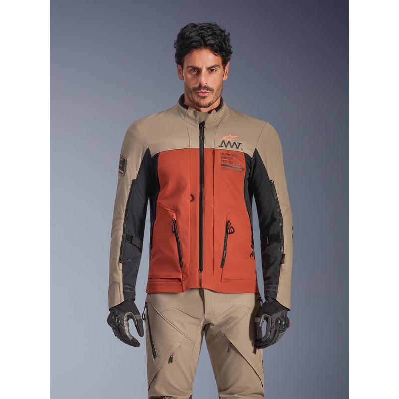 Bunda na motorku Alpinestars AMT-8 Stretch Drystar XF hnedo-oranžovo-čierna