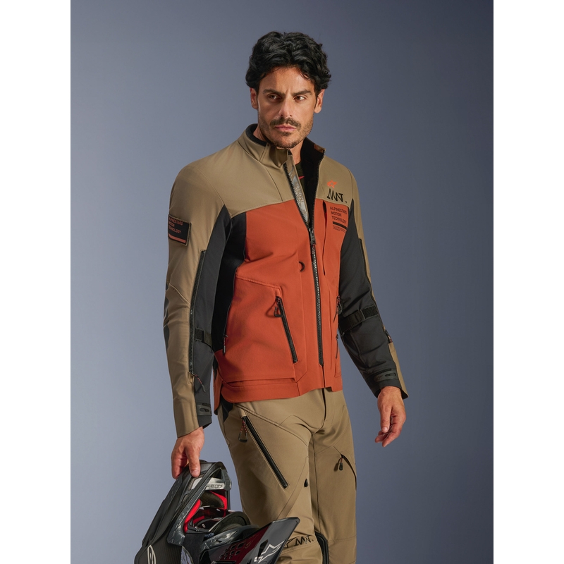Bunda na motorku Alpinestars AMT-8 Stretch Drystar XF hnedo-oranžovo-čierna