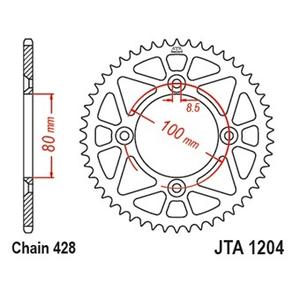 Hliníková reťazová rozeta JT JTA 1204-49BLK 49)T, nt((428 čierna