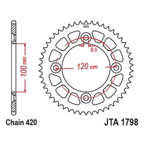 Hliníková reťazová rozeta JT JTA 1798-47BLK 47)T, nt((420 čierna