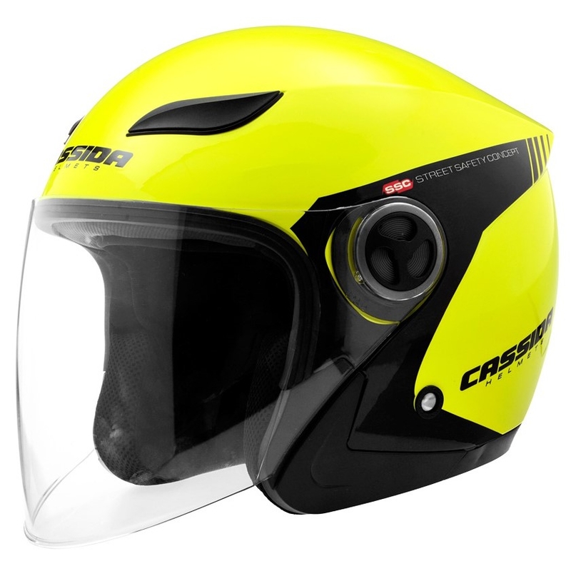 Otvorená prilba na motocykel Cassida Reflex Safety čierno-fluorescenčno žltá