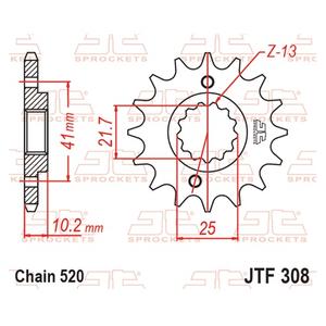 Reťazové koliečko JT JTF 308-16 16T, 520