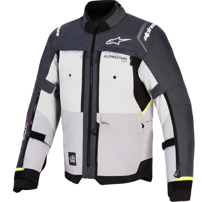 Bunda na motorku Alpinestars Cusco Drystar svetlo šedo-svetlo modro-tmavo modrá