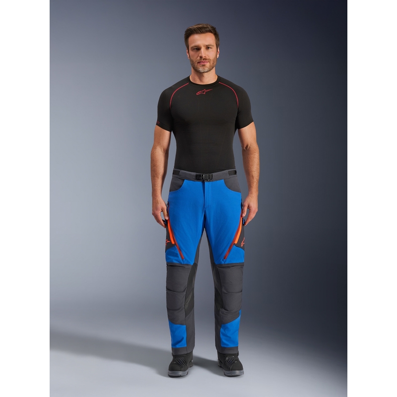 Nohavice na motorku Alpinestars Maxdura Dual modro-tmavo šedo-oranžové