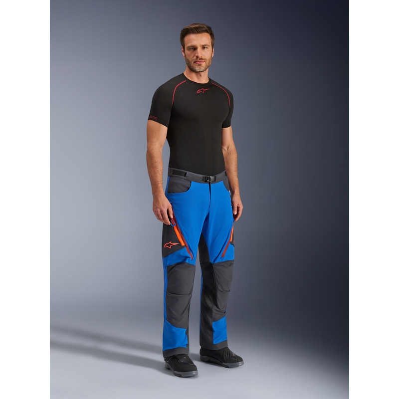 Nohavice na motorku Alpinestars Maxdura Dual modro-tmavo šedo-oranžové