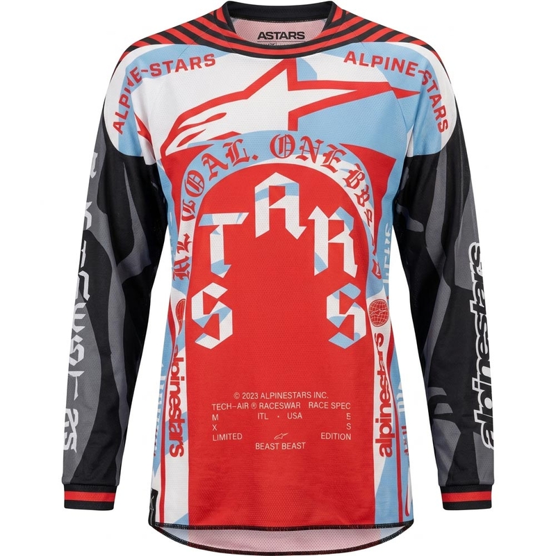 Motokrosový dres Alpinestars Techstar limitovaná edícia Beast Coast šedo-čierno-oranžový