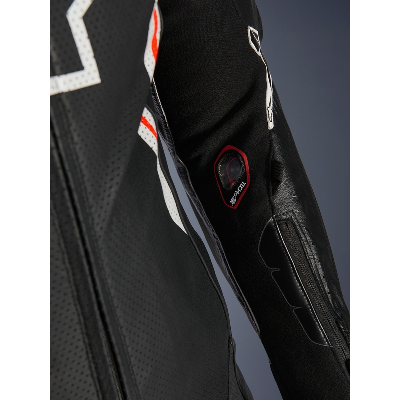 Jednodielna kožená kombinéza na motorku Alpinestars GP TECH V5 čierno-bielo-fluo červená