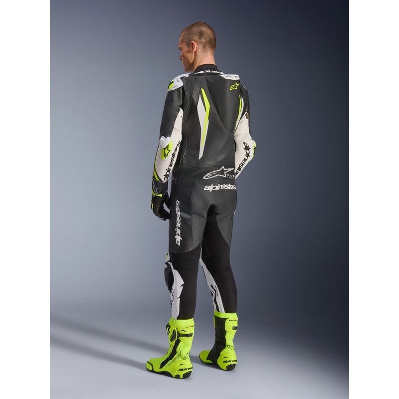 Jednodielna kožená kombinéza na motorku Alpinestars GP TECH V5 čierno-bielo-fluo žltá