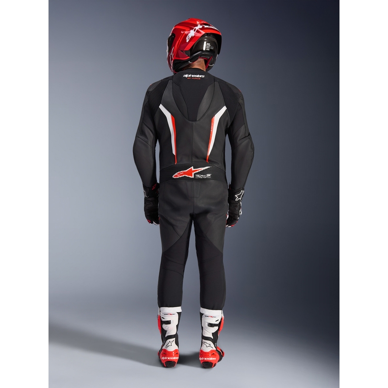 Jednodielna kombinéza na motorku Alpinestars GP FORCE V2 čierno-bielo-fluo červená