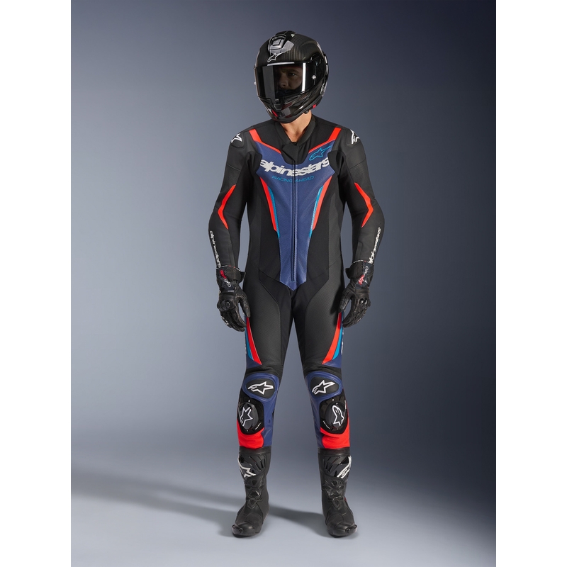 Jednodielna kombinéza na motorku Alpinestars GP FORCE V2 čierno-modro-fluo červená-