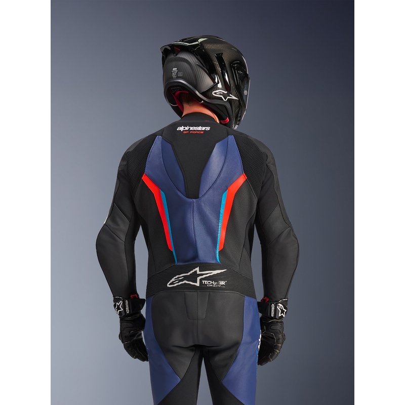 Jednodielna kombinéza na motorku Alpinestars GP FORCE V2 čierno-modro-fluo červená-