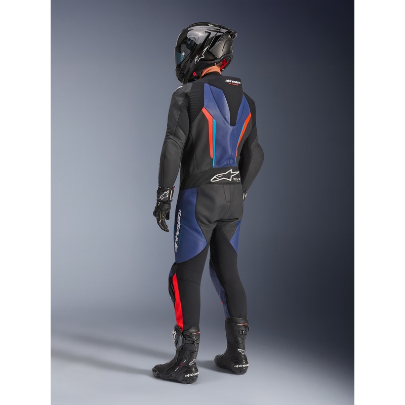 Jednodielna kombinéza na motorku Alpinestars GP FORCE V2 čierno-modro-fluo červená-