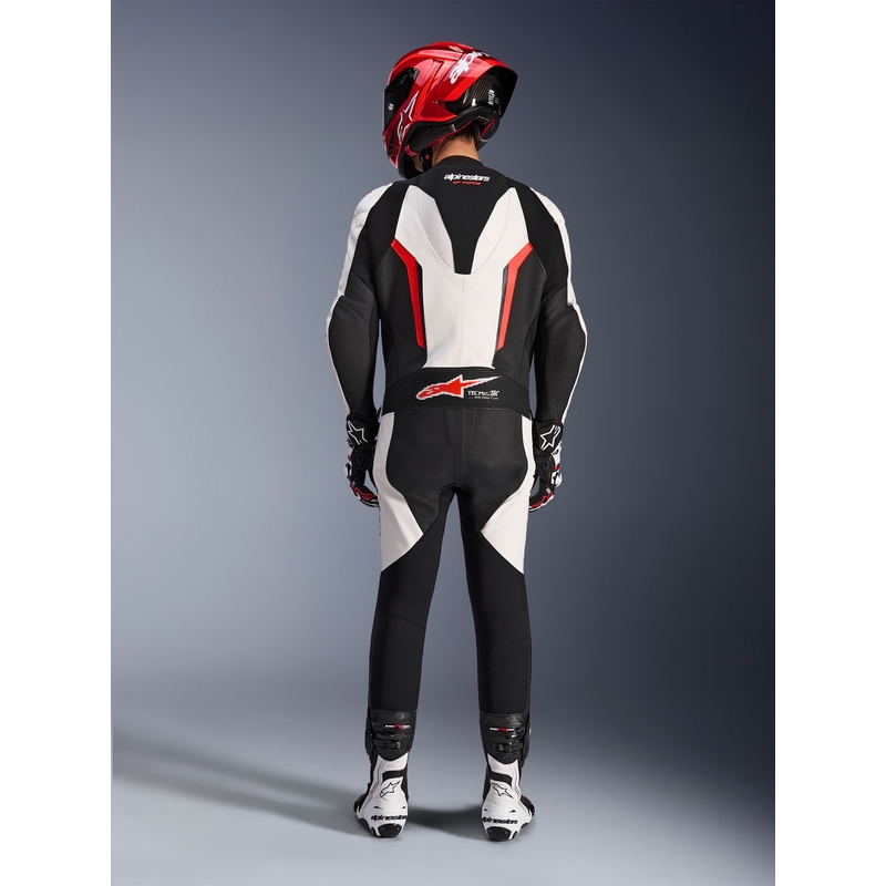 Jednodielna kombinéza na motorku Alpinestars GP FORCE V2 bielo-čierno-fluo červená