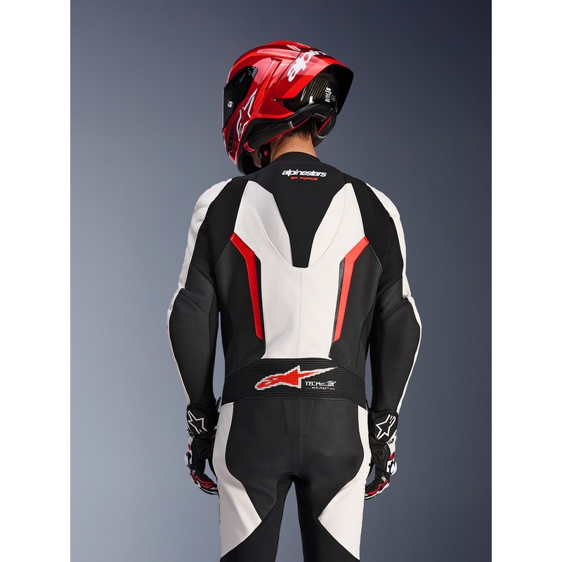 Jednodielna kombinéza na motorku Alpinestars GP FORCE V2 bielo-čierno-fluo červená