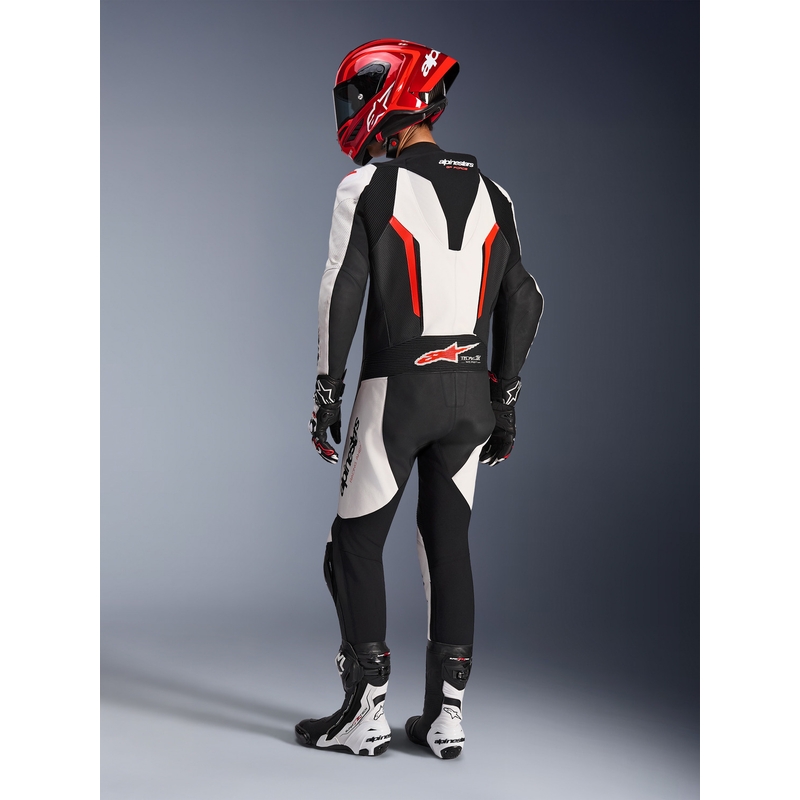 Jednodielna kombinéza na motorku Alpinestars GP FORCE V2 bielo-čierno-fluo červená