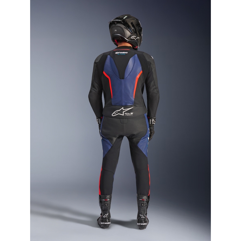 Dvojdielna kombinéza na motorku Alpinestars GP Force V2 čierno-modro-fluo červená