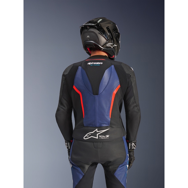 Dvojdielna kombinéza na motorku Alpinestars GP Force V2 čierno-modro-fluo červená
