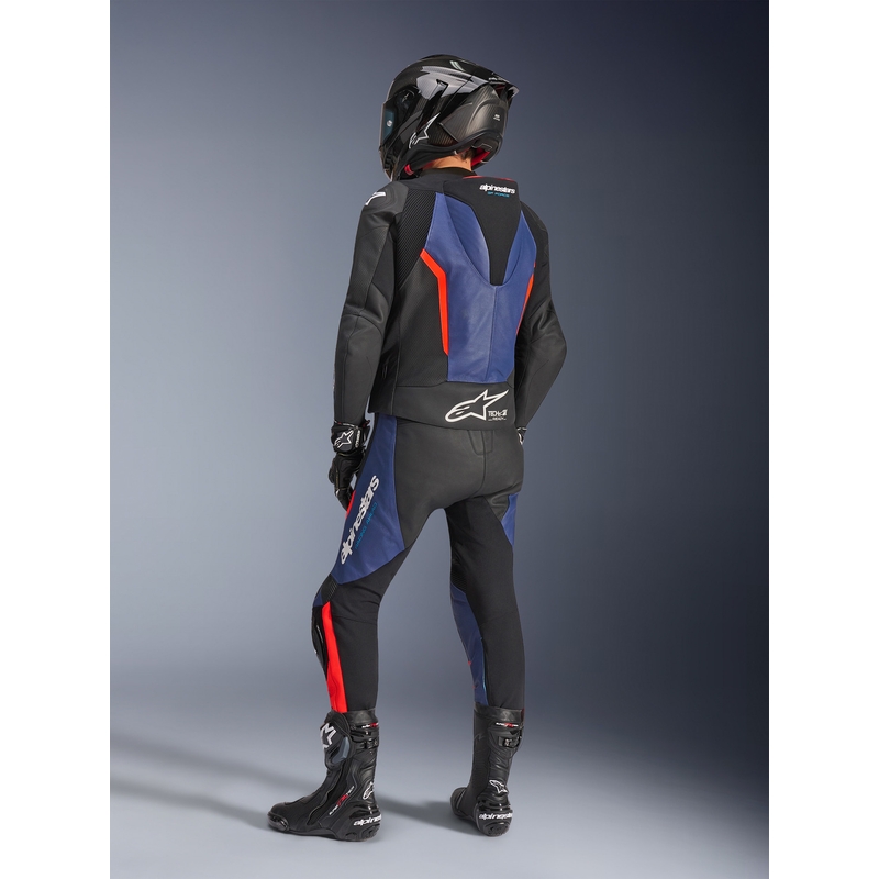 Dvojdielna kombinéza na motorku Alpinestars GP Force V2 čierno-modro-fluo červená